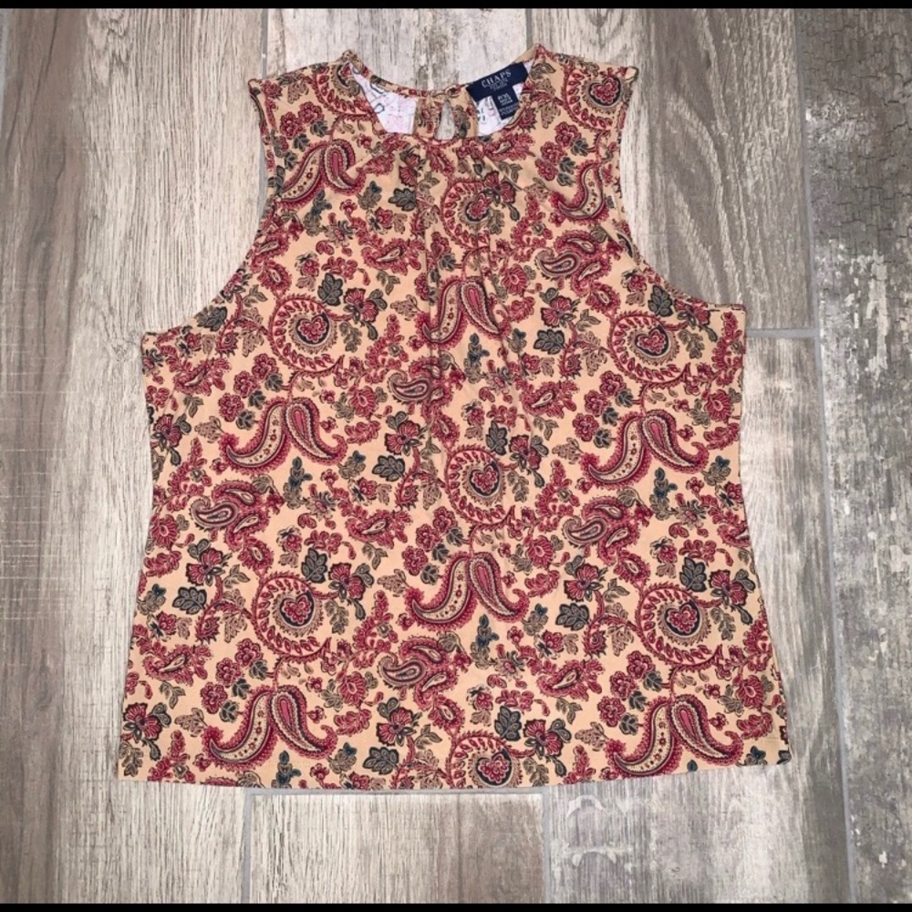 CHAPS Tank Floral Paisley Stretch Round Neck